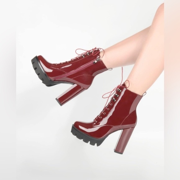 000842 Women's Platform Lace Up Ankle Boots - Picture 3 of 6